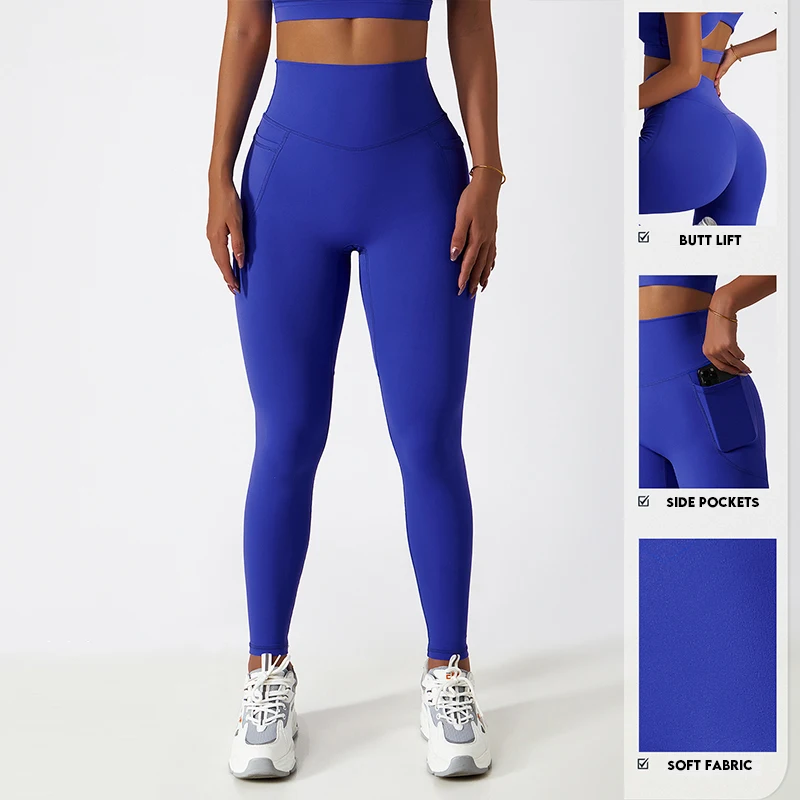 Cozy SkinFriendly Breathable Pocket Yoga Leggings Gym High Waist Sports Leggings Women Elasticity Fitness Running Hip Lift Pants