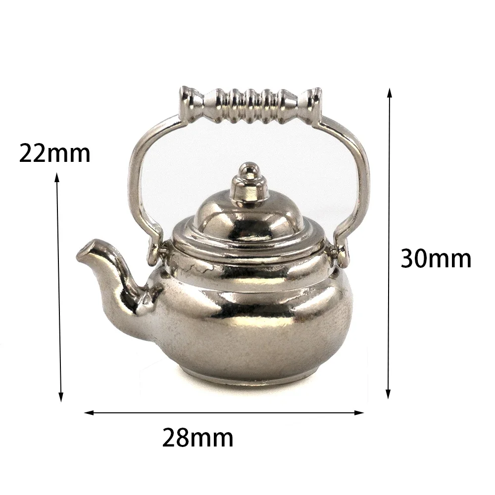 Accessoires miniatures pour maison de poupée, Mini bouilloire en métal, ustensiles de cuisine, modèle de jouets pour décoration de maison de poupée, 1/12