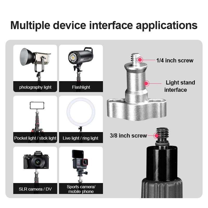 Manbily 2.2M Light Stand Tripod for COB Photography Light Flashlight Action Camera Outdoor Photo shooting Portable Tripod Stand view 3