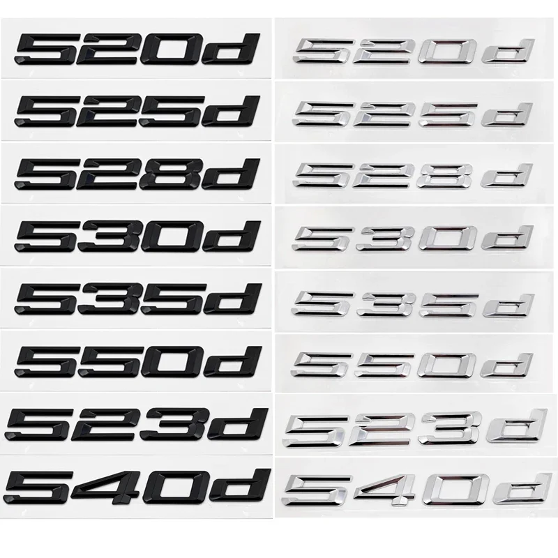 ABS Car Rear Trunk Letters Logo Badge Emblem Sticker For BMW 5 Series 520d 525d 528d 530d 535d 540d 550d E39 E60 E61 F10 F11 G30