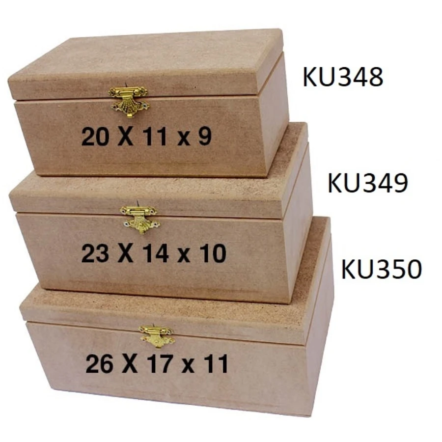 KU349 Junior Rectangle Clip-On Box, Unpainted Raw Wood Mdf Box