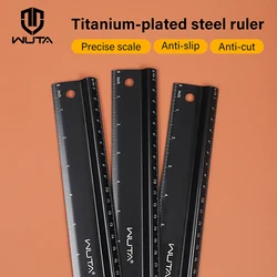 WUTA Multi-function Hand Protective Ruler Non-slip Straight Ruler Titanium Plated Stainless Steel Leather Cutting Wood Craft