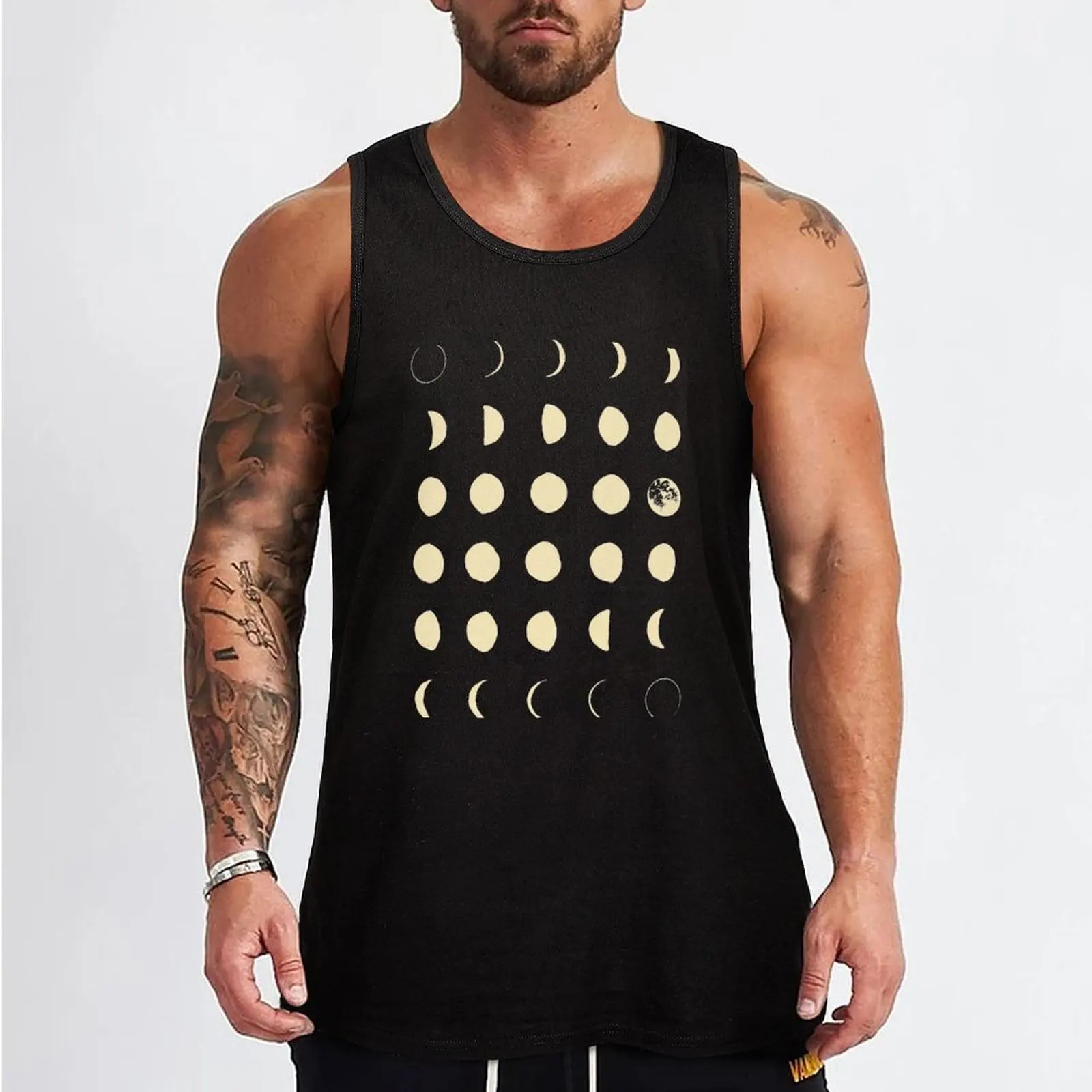 Moon Phases Tank Top Men gym sportswear bodybuilding men clothes sports vest summer 2024