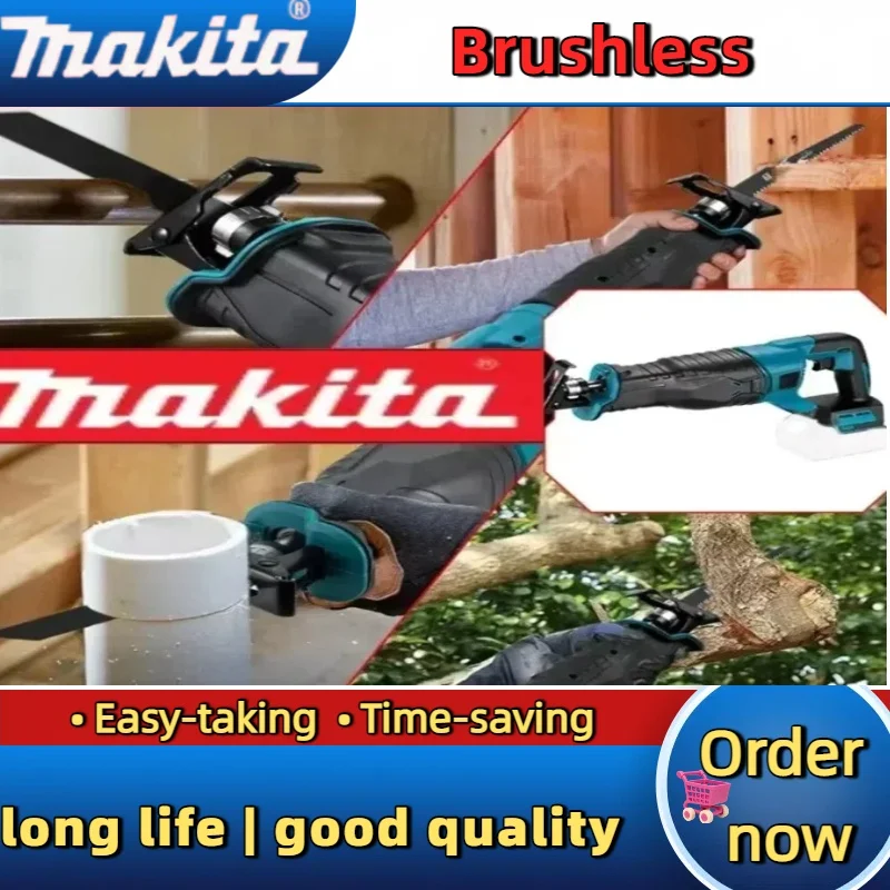 Bürstenlose Makita-Säbelsäge, Säbelsäge, tragbare Akku-Elektrowerkzeuge mit 4 Sägeblättern, 20 V, 18 V Akku