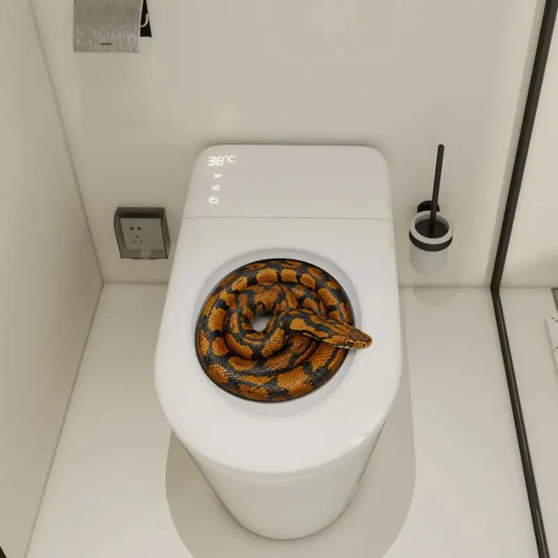 3D Realistic PVC Python Toilet Sticker Self-Adhesive Waterproof Easy to Apply Decal for Bathroom Home Renovation