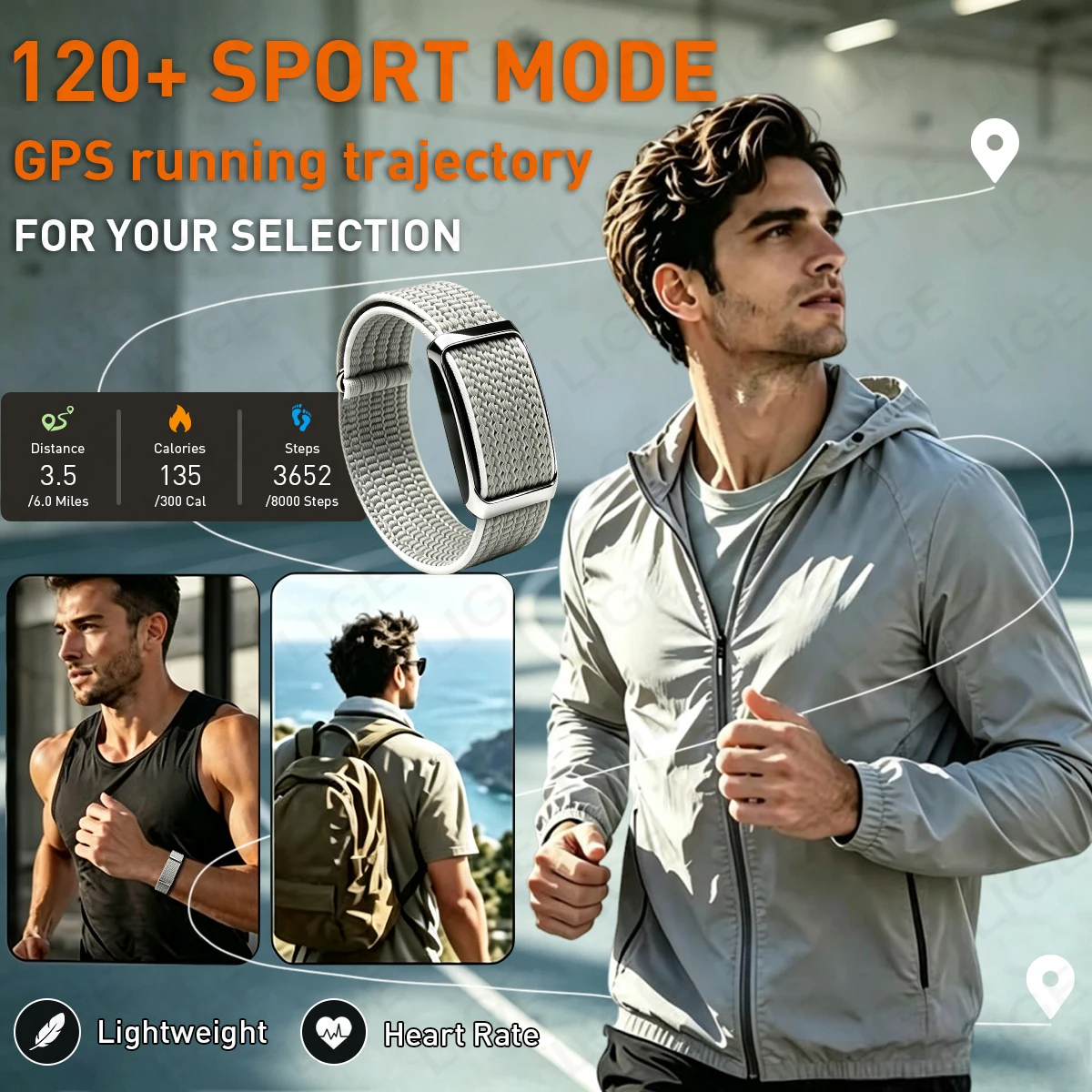 LIGE New Smartwatch Men Women Fitness Smart Bracelet GPS Sports Band Heart Rate Health Monitor Waterproof Multifunction Watches