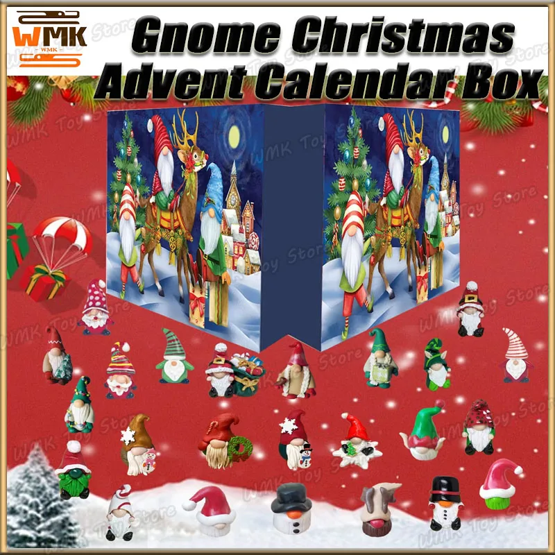 Miniso Gnome Christmas Advent Calendar Gnome Anime Figure Calendar Box With Collectible Action Figurine For Kids Christmas Gifts