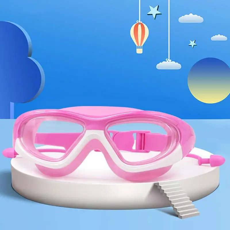 김서림 방지 자외선 차단 어린이 수영 고글, 귀마개가 있는 유아 수영 고글, 청소년 청소년 수영 안경