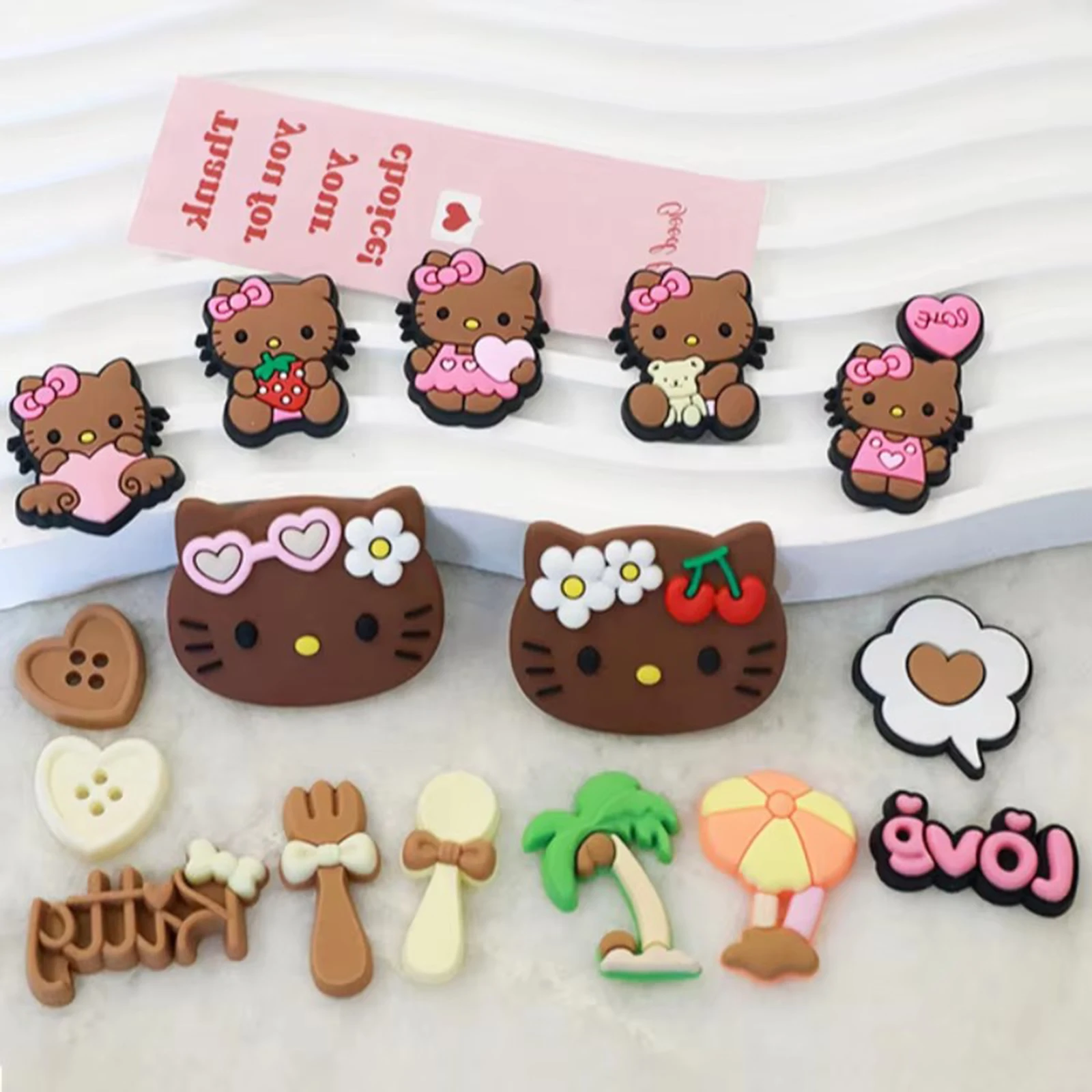 Brown Cat Summer Sandal & Clog Decorations Holiday Gift for Boys and Girls Hawaiian-themed Decor Hello Kitty Shoe Charms