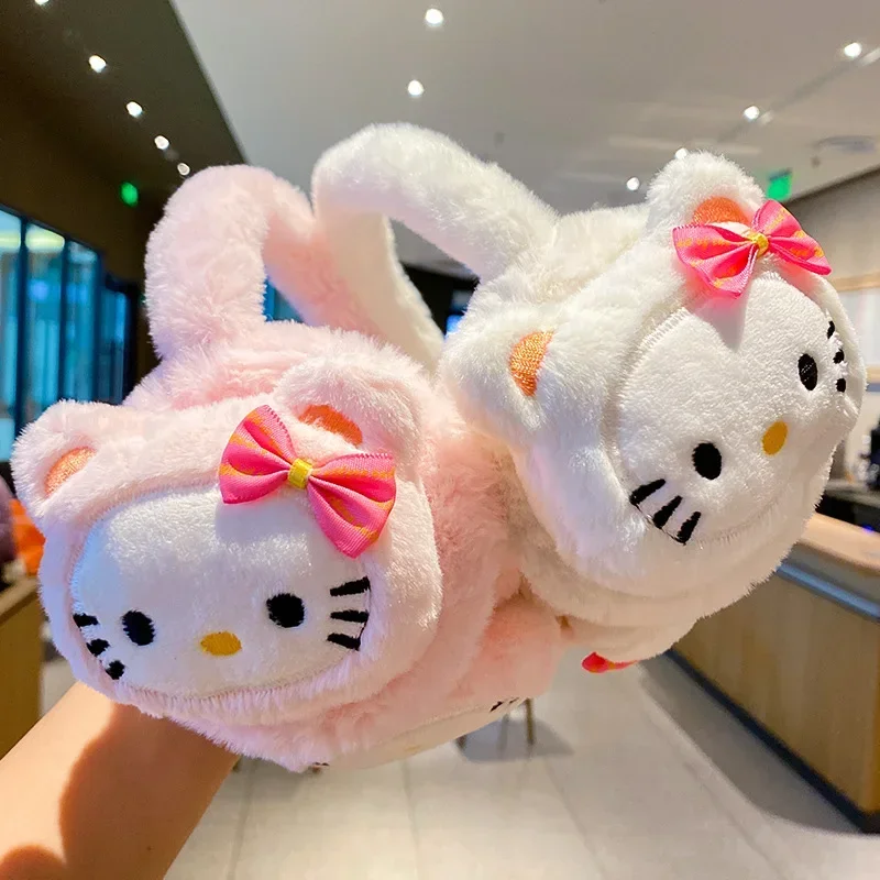 Sanrio Hello Kitty kids Earmuffs  Girl Baby Cute Cartoon Ear Warmth Autumn And Winter Warm Windproof Plush Ear Protection Bag