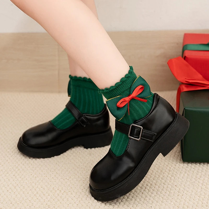 جوارب عيد الميلاد للفتيات الصغيرات، جوارب لطيفة ثلاثية الأبعاد على شكل شجرة قرن الوعل، جوارب قطنية ناعمة قابلة للتنفس