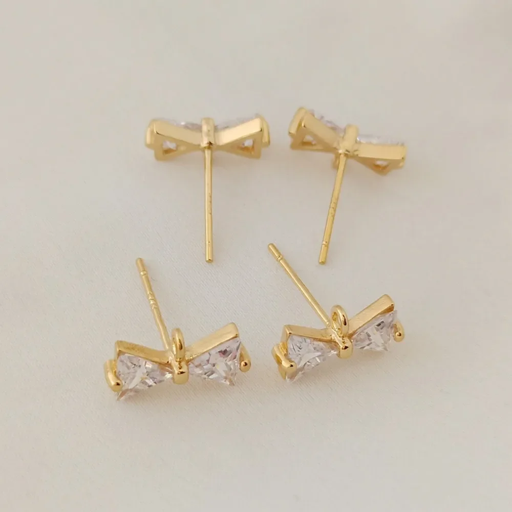 Ohrstecker aus 14 Karat vergoldetem S925-Silber mit Zirkonschleifen und Anhängerohrringen, handgefertigter DIY-Schmuck