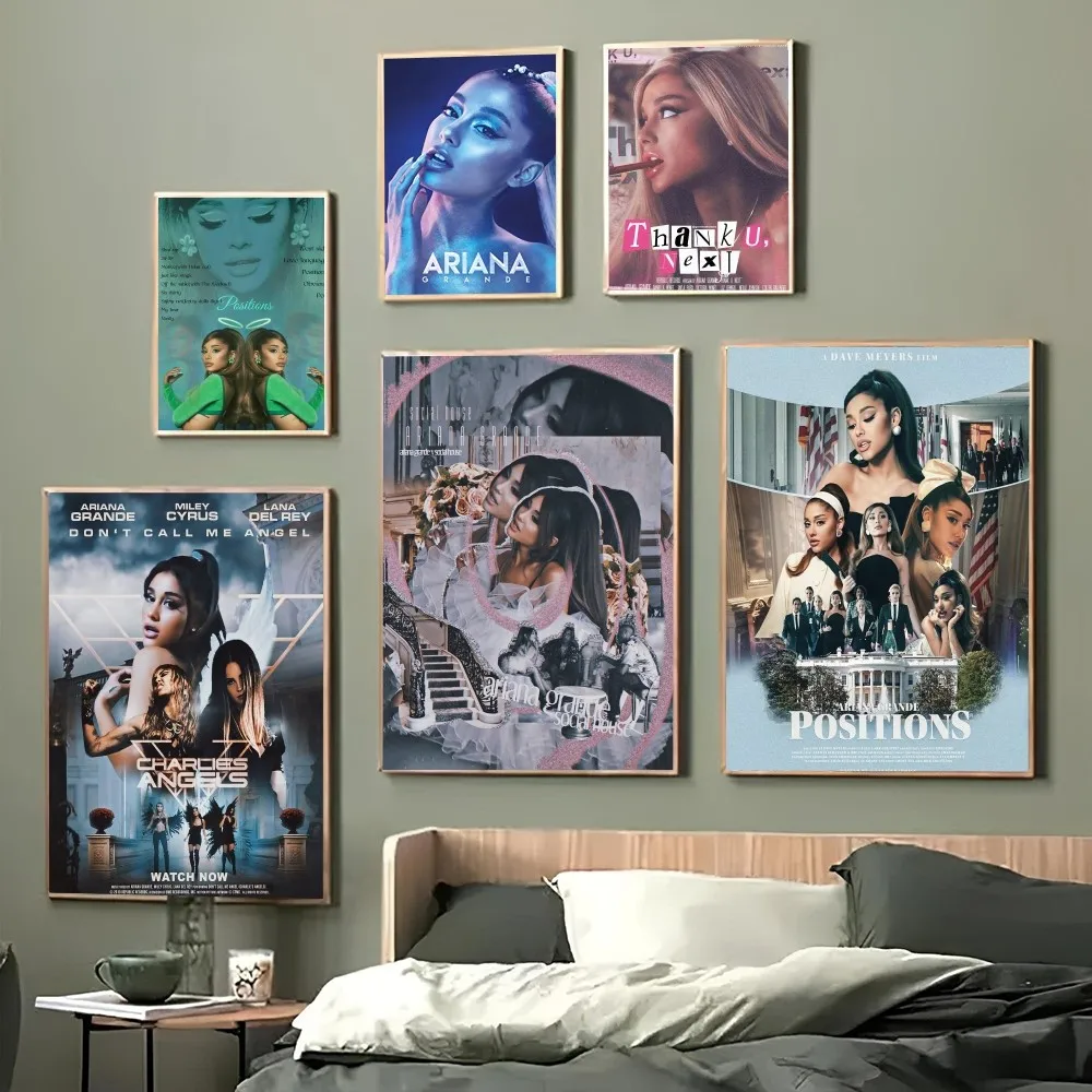 1pc Singer Poster Self-adhesive Art Waterproof Paper Sticker Coffee House Bar Room A-Ariana Grande Wall Decor