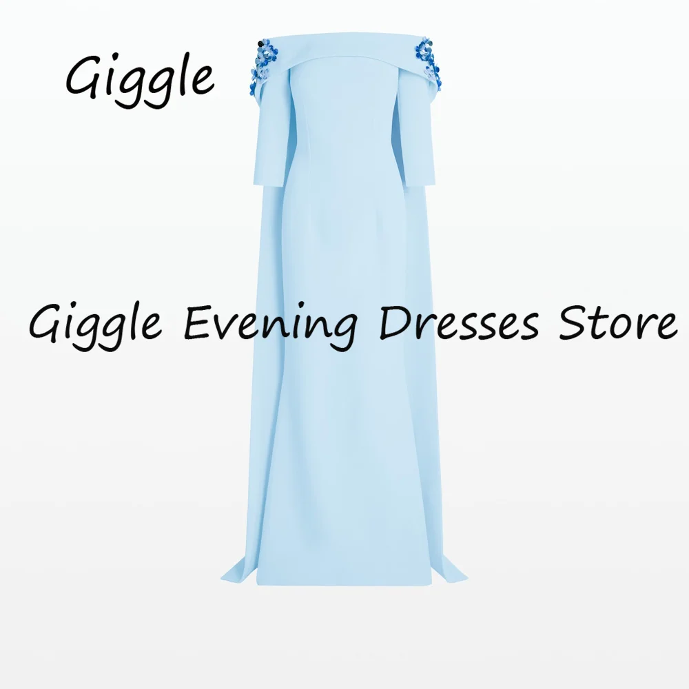 Giggle Crepe Mermaid Off-the-shoulder Applique Formal Elegant Prom Gown Floor Length luxury Evening Party Dresses for Women 2023