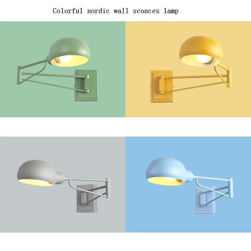 Modern Metal Creative Bedroom Bedside Light On The Wall Scalable Long Arm Wall Lamp