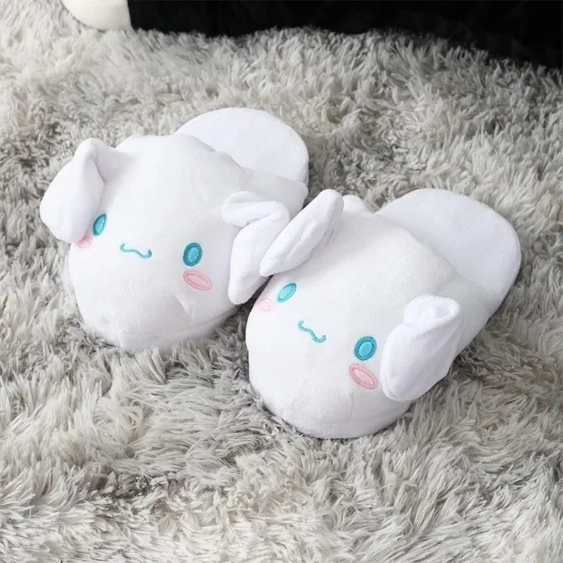 Kawaii anime peripheral girls Sanrio moving ears Cinnamoroll cotton slippers creative cute versatile thick cotton slippers gift