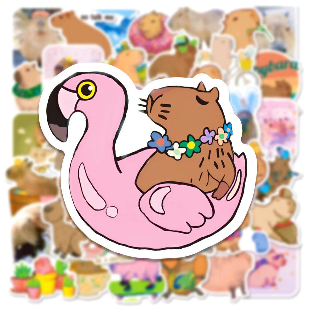 10/30/50pcs Kawaii Capybara Animal Stickers Cartoon Graffiti Decal for Notebook Helmet Fridge Funny Sticker Fun for Kid Toy Gift