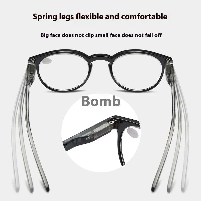 +1,0 ~ +4,0 Reissägel-Lesebrille, einfacher trendiger Stil, Federbrillenbeine, neutraler Stil, Lesebrille mit stabilen Scharnieren – Detail 3