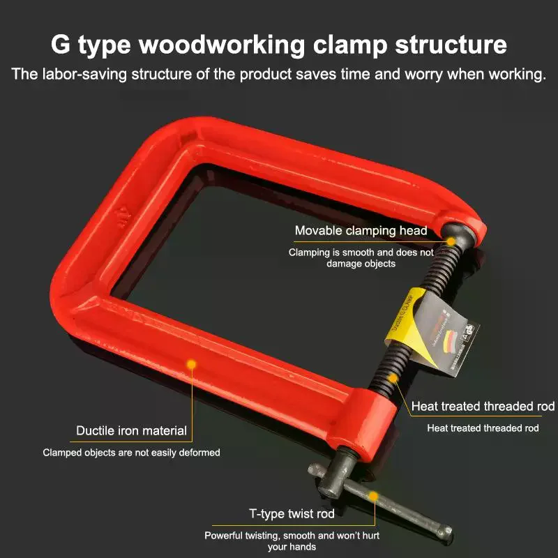 G Clamp Deep Reach C-Clamp: 1/1.5/2 Inch Heavy Duty Steel Industrial Woodworking Welding