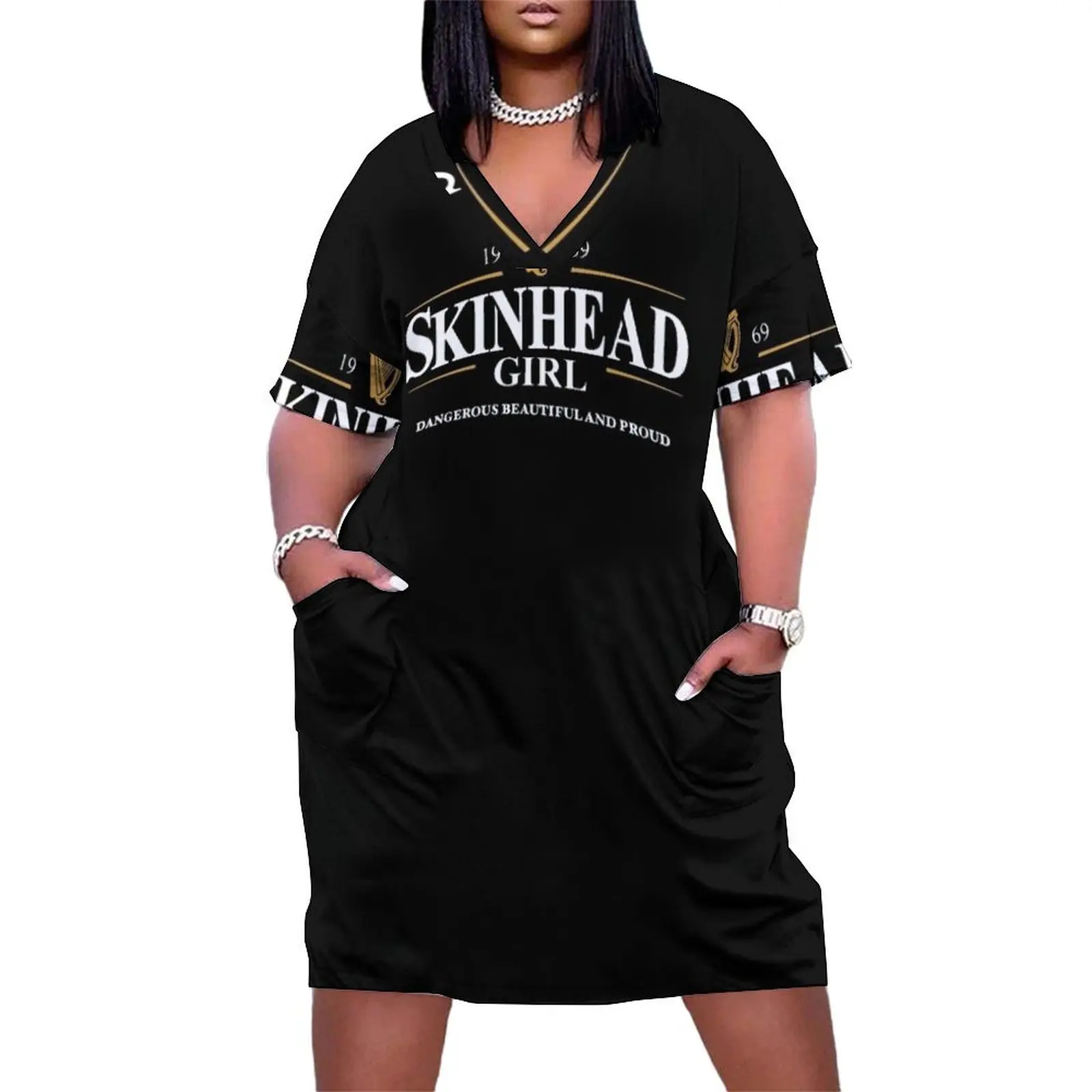 Skinhead Girl : Dangerous Beautiful and Proud Loose Pocket Dress dress for women 2024 summer women