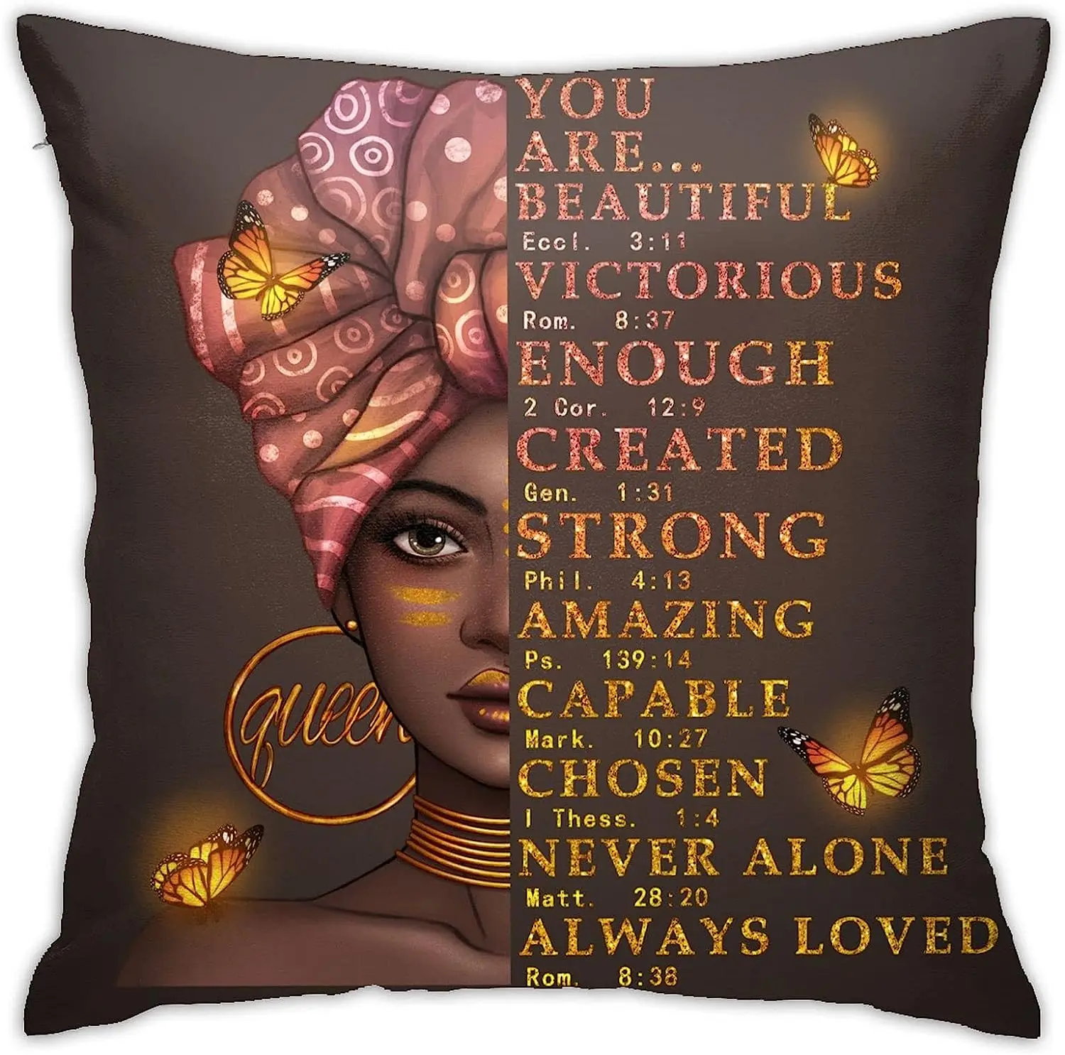 Black Art Throw Pillow Cover Afro Black Girl African American Pillowcase with Zipper Square Pillow Case Home Decor 18x18 Inches