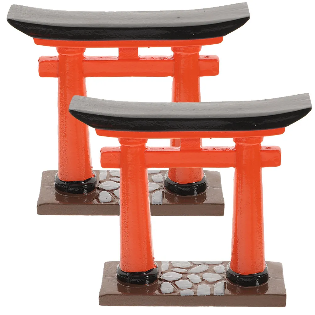 2Pcs Resin Miniature Torii Gate Ornament for Aquariums Fish Tanks Micro Landscaping Zen Garden Desktop Sand Table Home Decor
