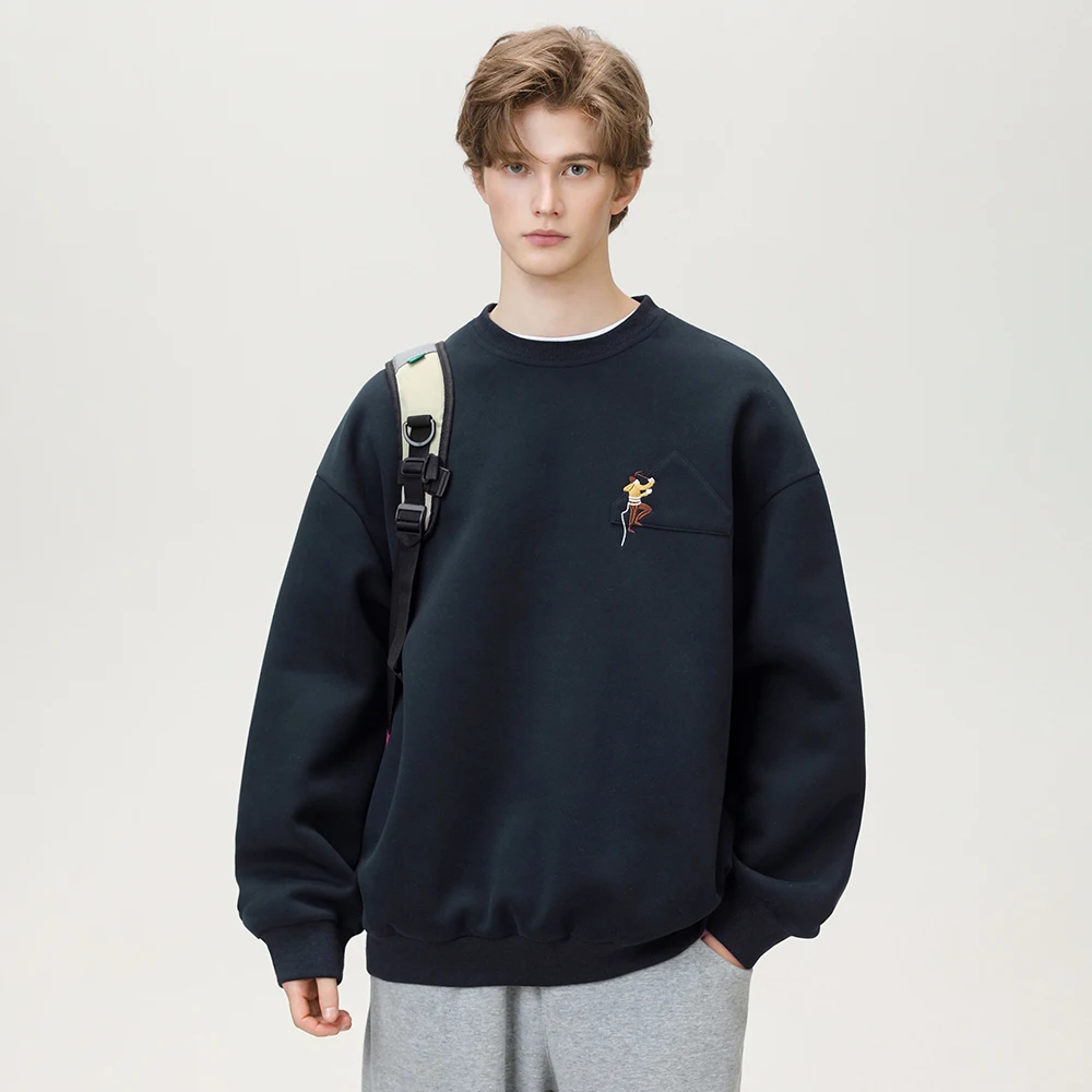 

TFETTERS Mens Funny Baggy Sweatshirts 2025 Autumn Winter New O-neck Long Sleeve Loose Fit Sport Fashion Pullover Top for Man