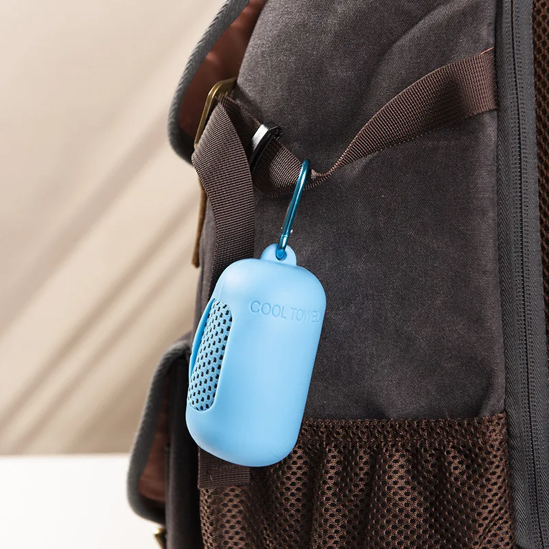New Outdoor Cooling Sweater Towel (30x80cm) Quick Drying Fitness Towel Key Chain Creative Portable Mini Silicone Set Key Ring