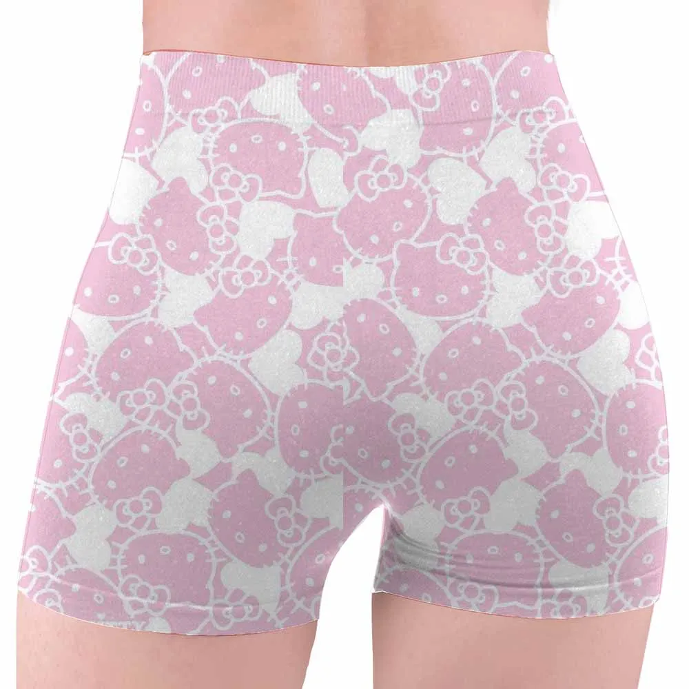 Yoga Shorts Hello Kitty print Tie Dye Push Up For Women High Waist quick-dry Fitness Workout Running Summer Cycling Sports Gym S