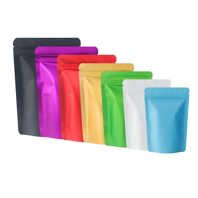 1000Pcs/Lot Matte Colored Stand Up Zip lock Foil Pouches Aluminum Foil Standing Pouches Food Storage Stand Up zip lock Bags