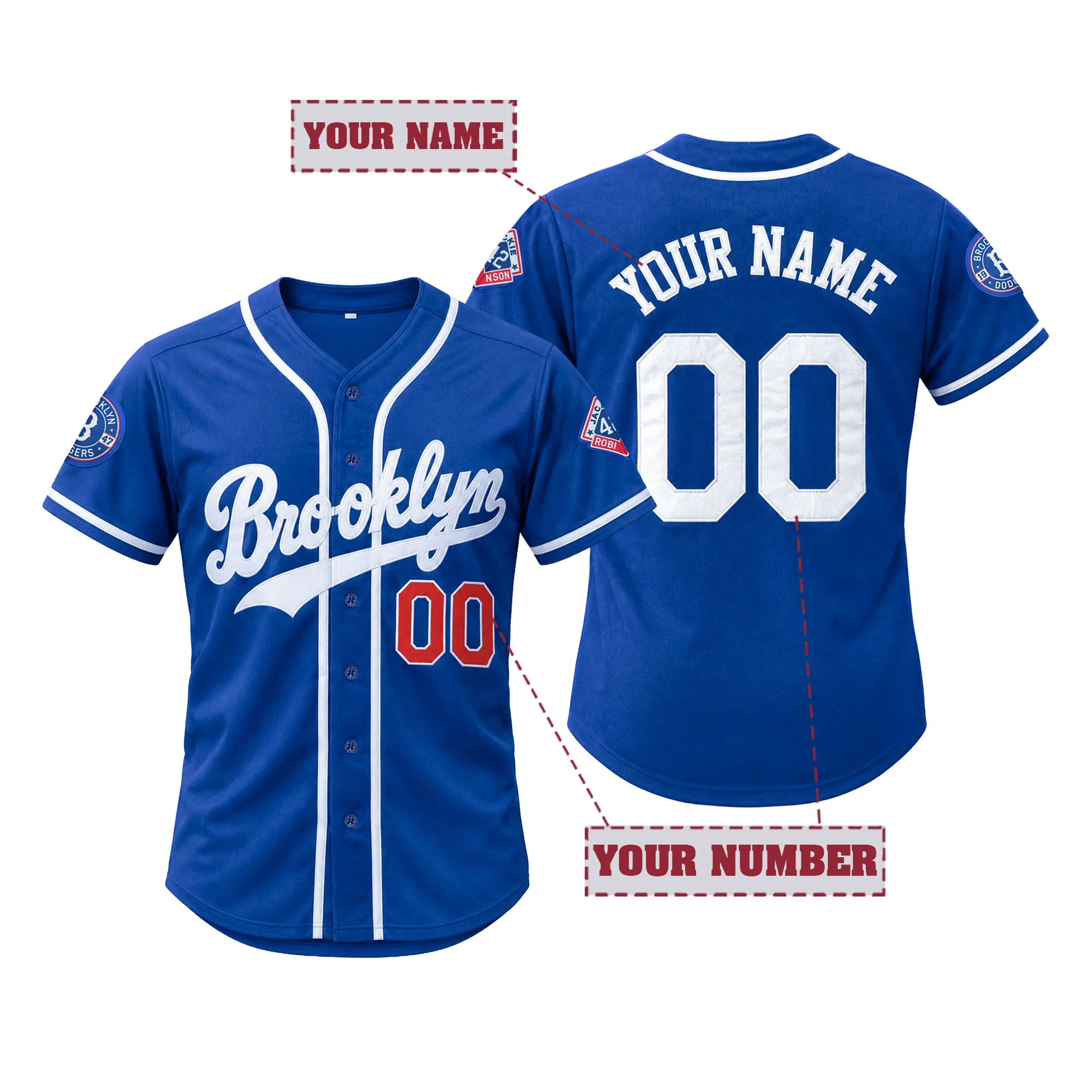 Embroidered Men's Custom Brooklyn Baseball Jersey Personalized Name Number Breathable Retro Casual Game Day Fan Gift Sportswear