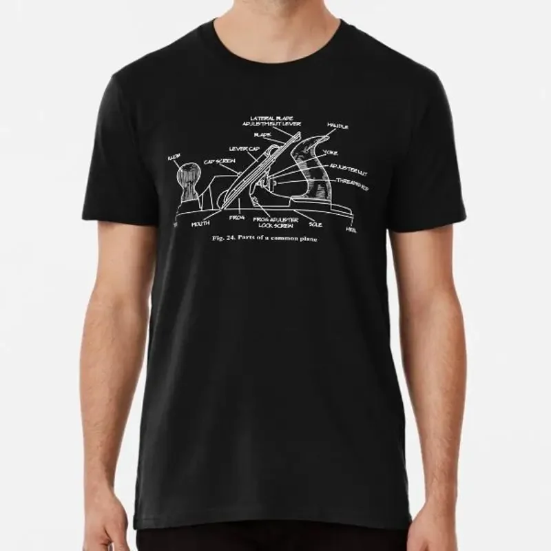 Woodworking Plane Technical Drawing T Shirt S 5XL Best