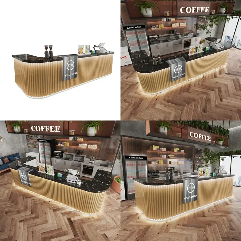 Marble Counter Top for Cafe Bar Checkout Desk Commercial Reception Table for Bakery Flower Shop Dessert Store