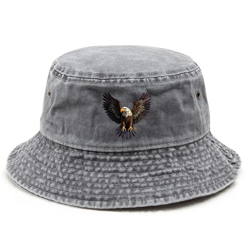Chapéu balde lavado de algodão com design de águia personalizado, chapéu de pesca vintage para homens e mulheres, proteção solar ao ar livre, boné selvagem ao ar livre