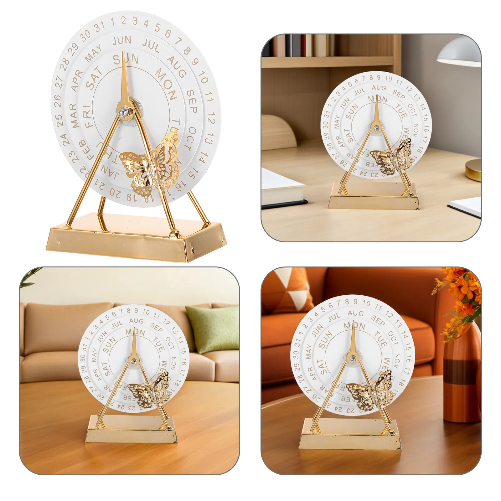 

Metal Vintage Perpetual Desk Calendar Rotatable Disk Manual Date Display Desktop Ornament for Home Office Decor