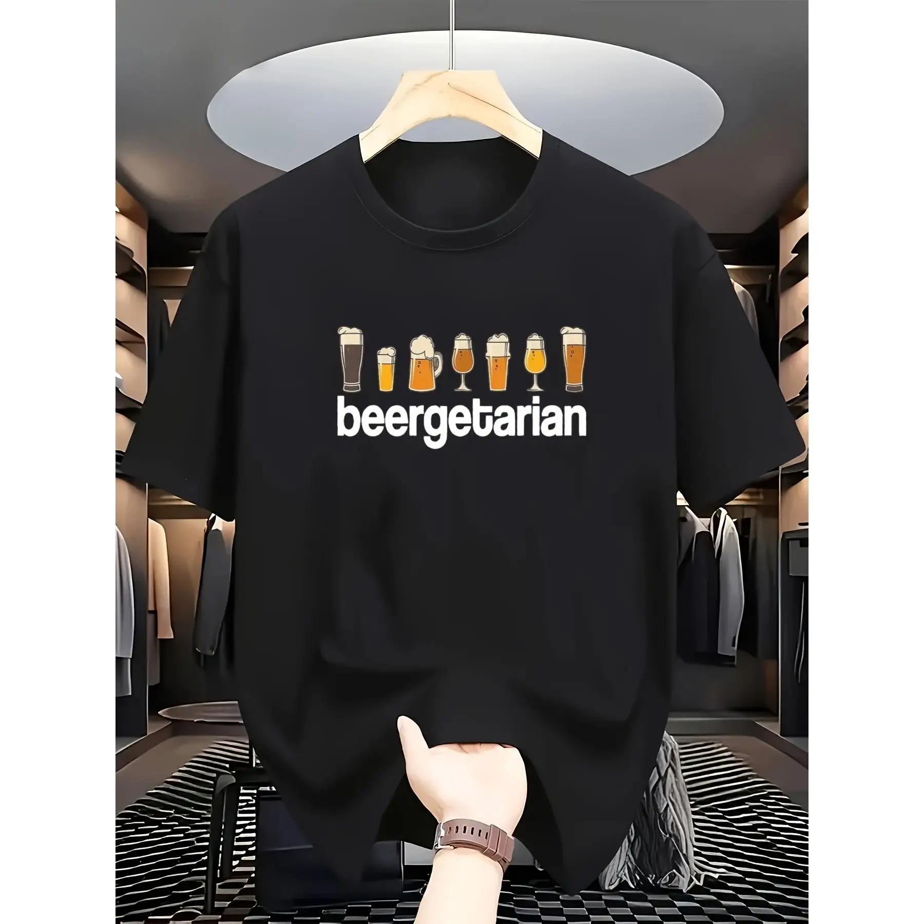 

Funny Beergetarian T-Shirt - Humorous Beer Lover Graphic Tee, Unique Drink Pun Gift for Men Women, Casual Party Pub Top