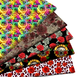 Rose Flowers Florals Printed Polyester Pure Cotton Material By the Meter Patchwork Tissue Sewing Quilting Fabrics Needlework