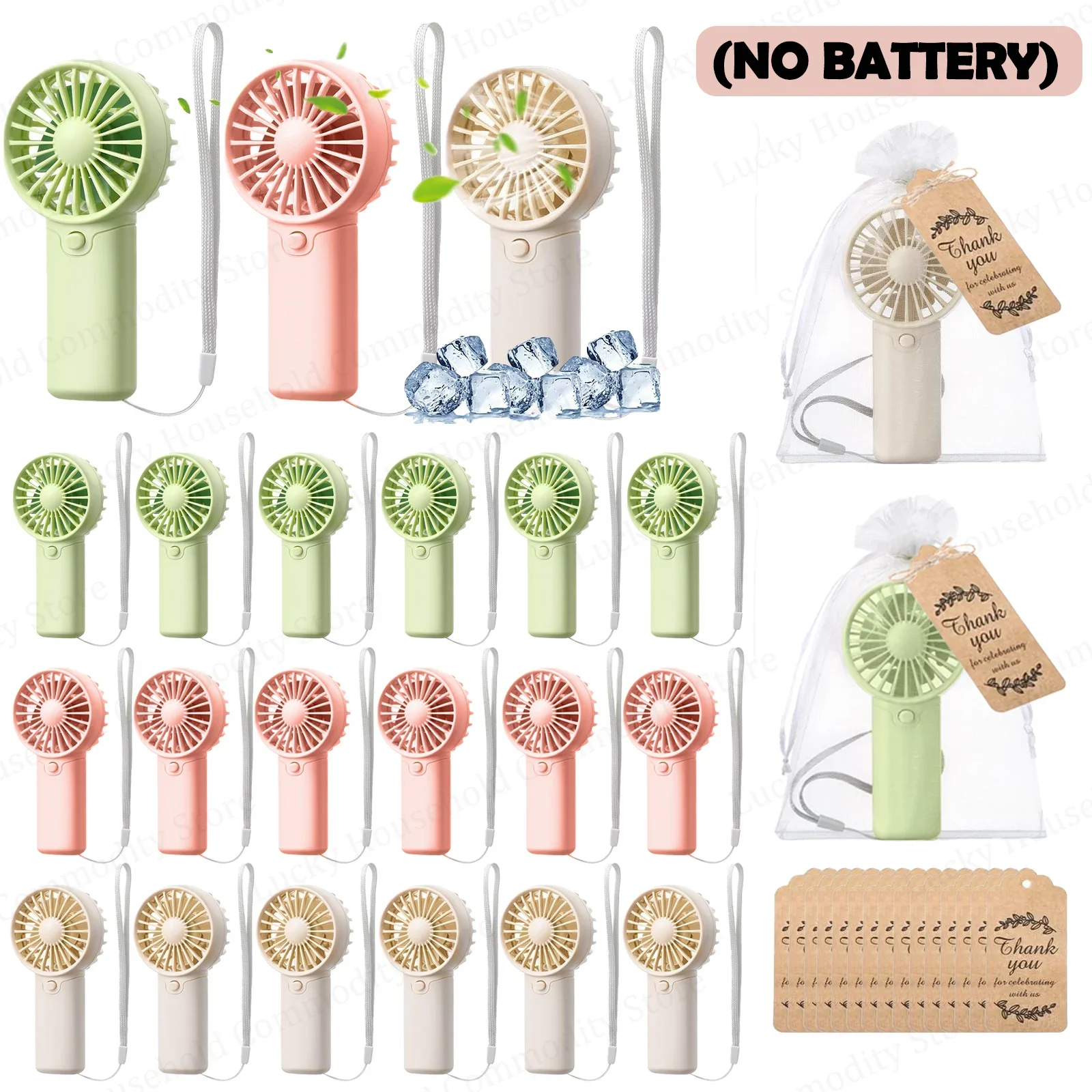 Bulk Pack 10-30PCS Portable Handheld Mini Fans Battery Operated Personal Fans with Thank You Cards for Wedding Party Favors