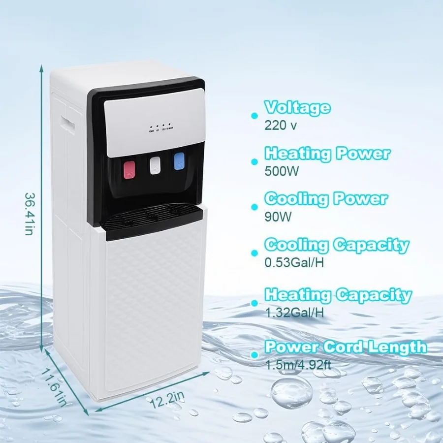 Диспенсер-кулер для воды с нижней загрузкой и 3-мя настройками температуры для горячей и холодной воды в помещении, идеально подходит для дома и из