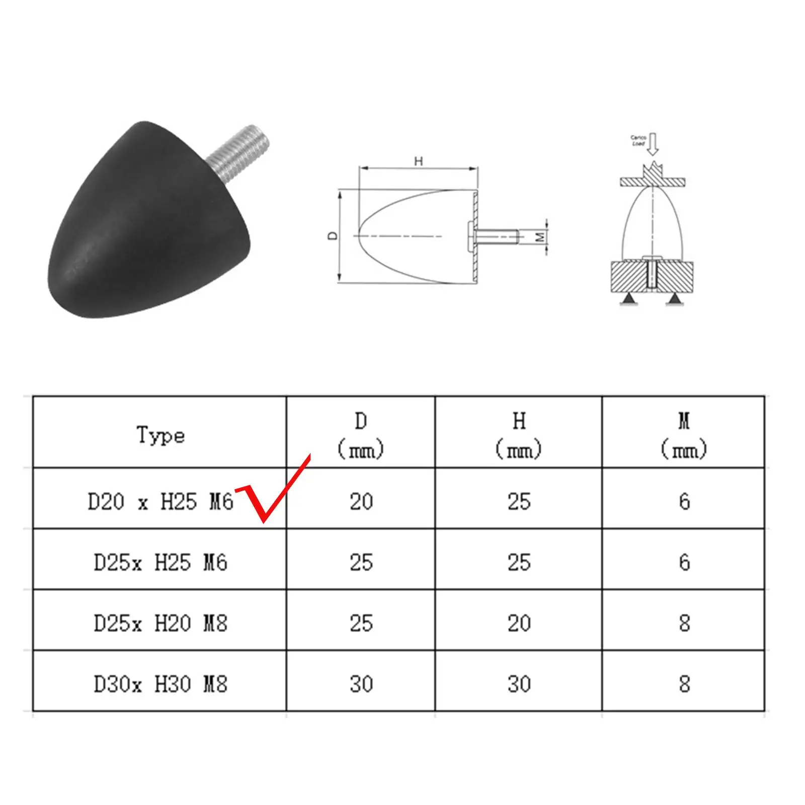 4 Pieces Rubber Shock Absorber Stud Water Drop Shape Damper Conical Rubber Mount Crash Pad for Home Appliances Air Compressors