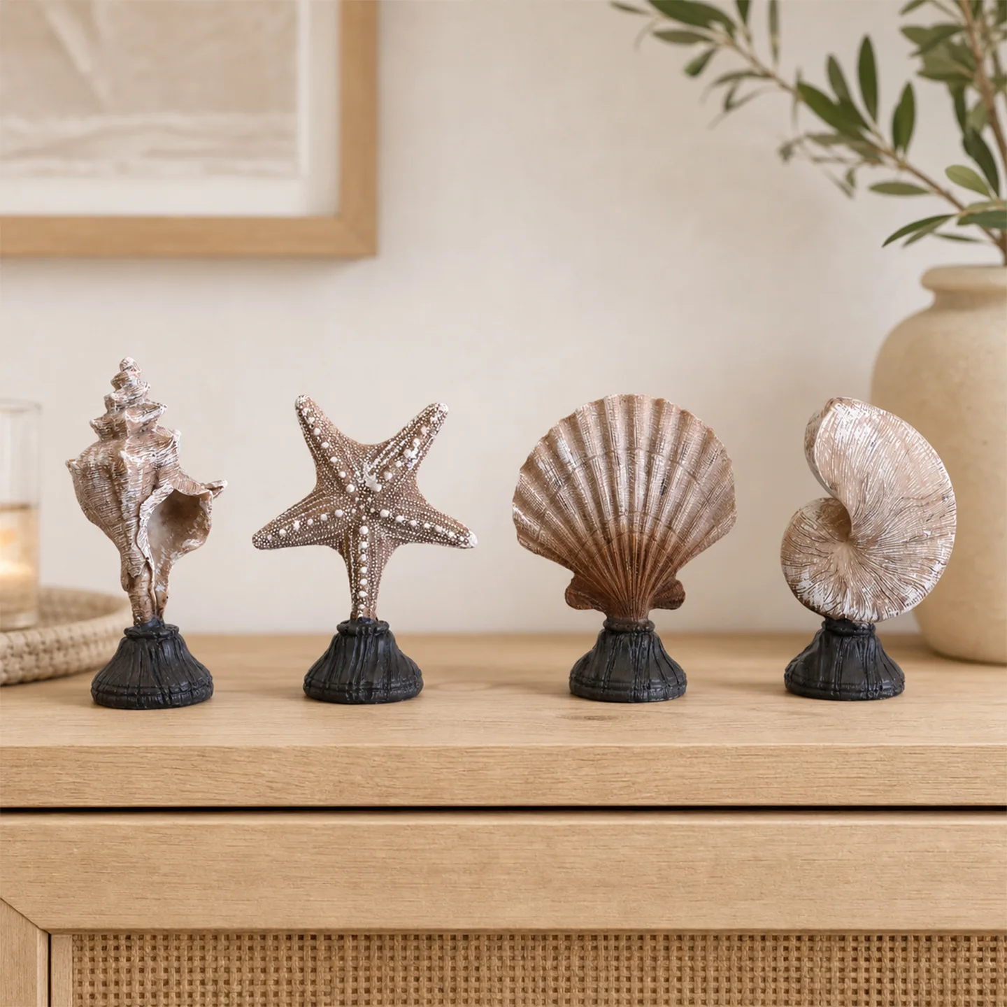 Resin Simulation Conch Shell Ornaments Mediterranean Style Home Decorations Living Room Desktop Creative Crafts Ornaments