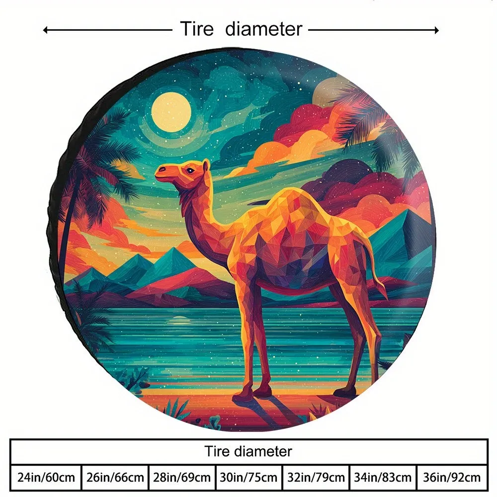 Geometric Camel Desert Sand Sea Spare Tire Cover for RV SUV Campervan Station Wagon