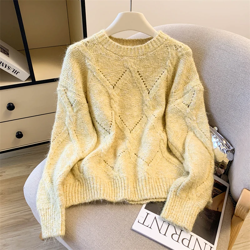 المرأة رمادي متماسكة البلوز سترة ذات عنق دائرى خمر البلوز متماسكة طويلة الأكمام فحص سترة الكشمير المعنقة الخريف الشتاء 2000s الملابس