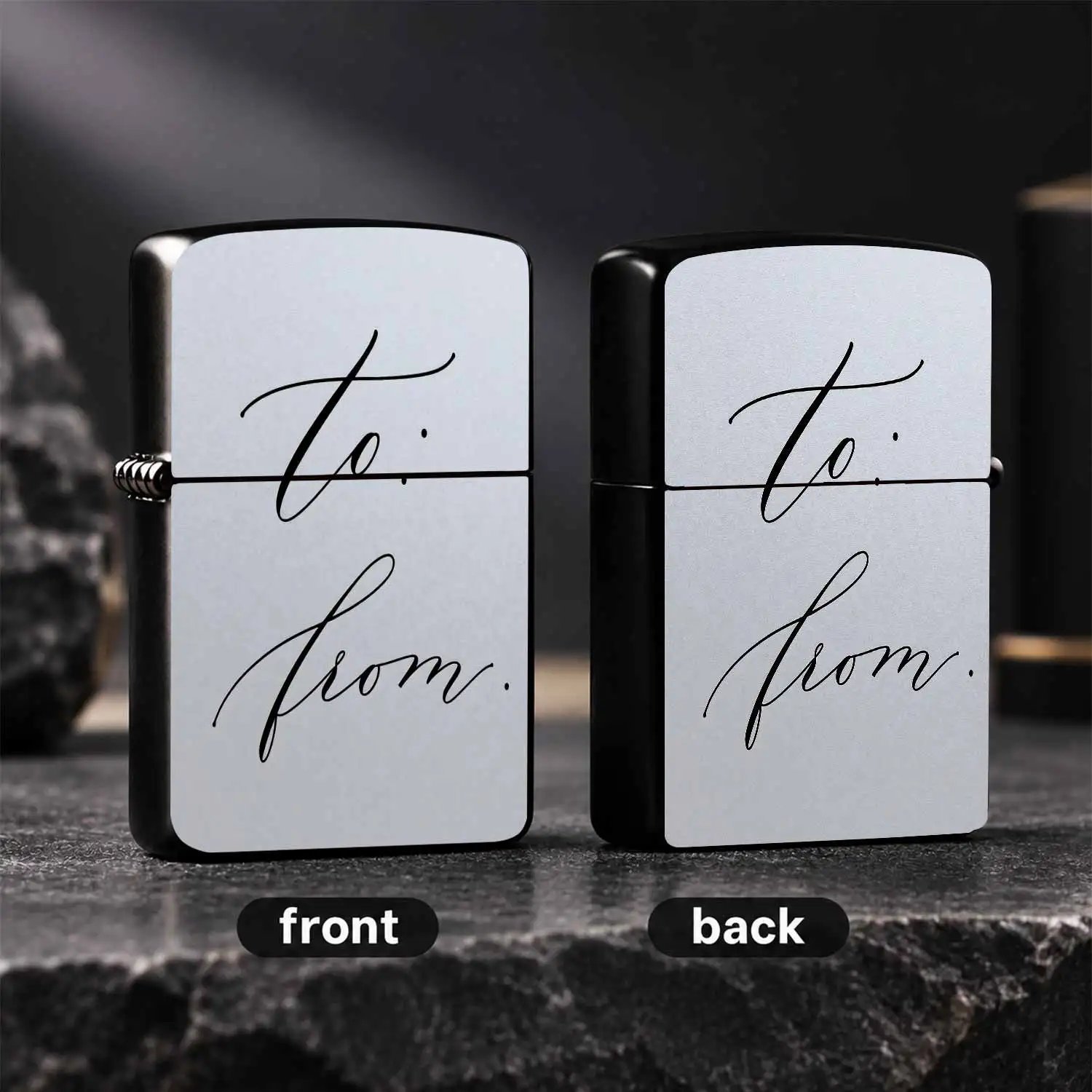 Elegant Cursive To From Pattern Decorative Lighter, Universal For All Occasions, Fine Exquisite Craft, Smooth Hand Feeling, Ideal For Daily Use, Holiday Gift, Present For Friends Family, Delicate Practical Daily Carry A A Humorous And Inter