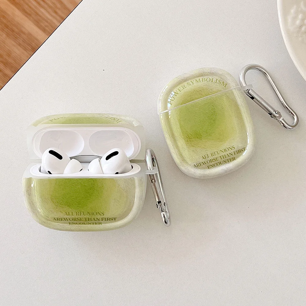 Gradient Xanh Hào Quang Dành Cho Tai Nghe AirPods Pro 2 Đáng Yêu Dành Cho Không Khí Quả 2 3 Cao Cấp Thế Hệ Mới Tròn Vỏ tai Nghe Chụp Tai Phụ Kiện