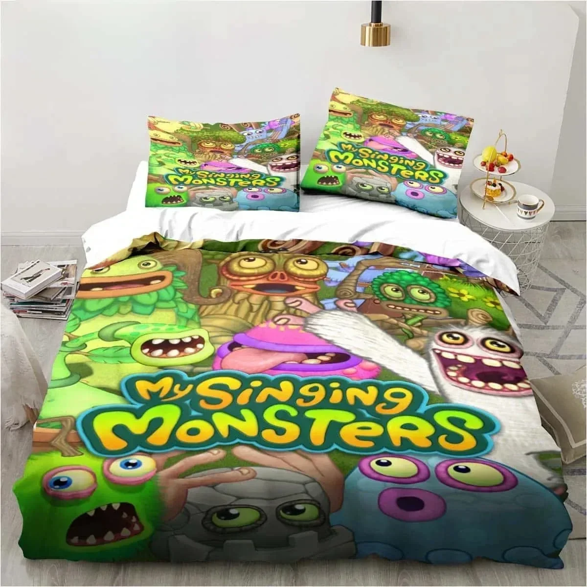 2025 3D Print My Game Singing Monsters Bedding Set Printed With Pillowcase Duvet Cover Soft Single Double Queen Super King Size