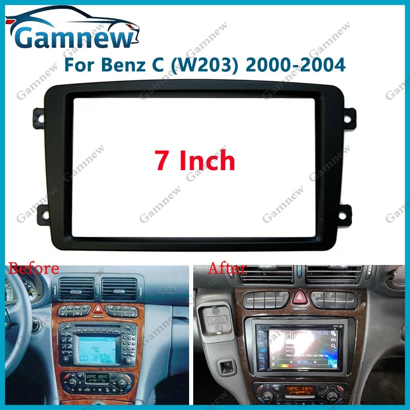 

7 inch 2DIN Car Fascia Radio Panel For BENZ W203 W209 W463 Viano Vito W639 Frame Kit Install Facia Face Plate