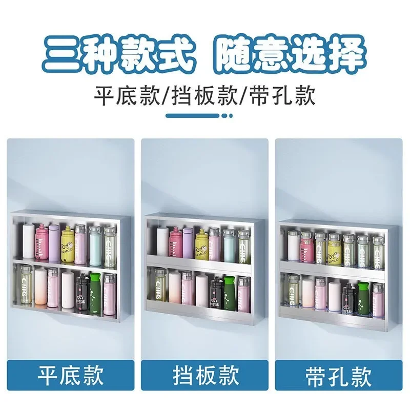 Stainless steel wall-mounted water cup holder Factory wall-mounted water cup cabinet Staff workshop Multi-layer thermos cup shel