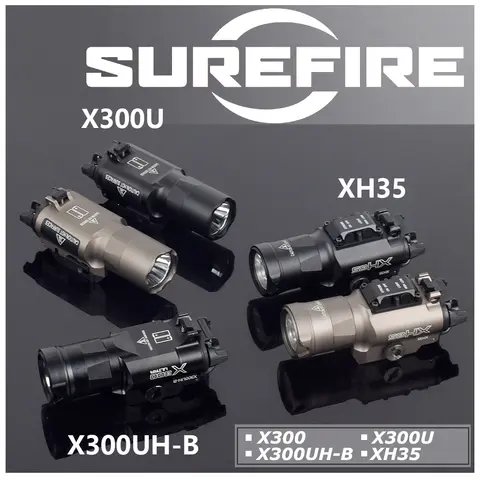 전술용 슈어파이어 라이트 X300 X300U X300UH-B XH35 X300V IR 손전등 20mm 레일 호환 사냥용 손전등 듀얼 스위치 600루멘