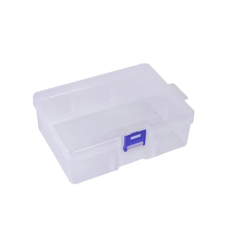Clear Plastic Storage Box 1L with 6 Compartments, Adjustable Grid Organizer for Tools/Home, Dustproof Container 16.5x11.5x5.5cm